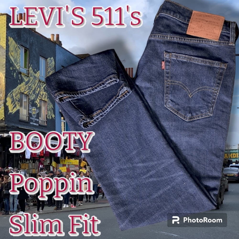 PREMIUM LEVI'S 511 SlimFit OG Boyfriend Jeans Plus Size Dark Wash Sz 34 Women 16